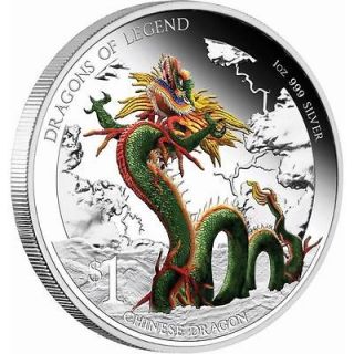 Tuvalu 2012 DRAGONS OF LEGEND   CHINESE DRAGON 1 oz SILVER PROOF COIN