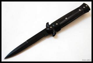 NEW 9 inch Vintage Stiletto Spring Assisted open pocket Knife Black 
