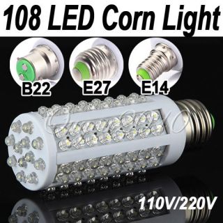 e14 e27 b22 7w 220v 108 led warm white pure white corn spot light lamp 