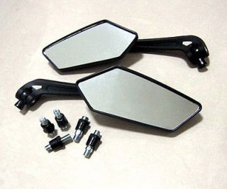 Rear View Side Mirrors Black For Motorcycle Scooter Yamaha Honda 