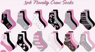 Wholesale Lot New Breast Cancer Awareness 12 Pairs Novelty Crew Socks 