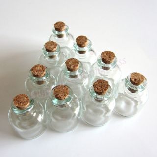 22 x 28 mm Wholesale Lot 10 Pcs Small Empty Clear Cork Glass Bottles 
