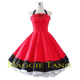 50s 60s Vintage Polka Dot Swing Jive Rockabilly Red/Black Dress