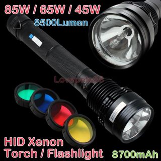 Black Super Bright 85W 8700mAh HID Xenon Torch Flashlight For Outdoor 