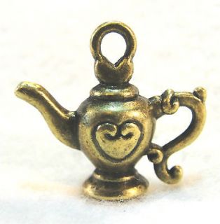 Antique Bronze 3D TEAPOT Heart Charms Pendants Tibetan Jewelry 