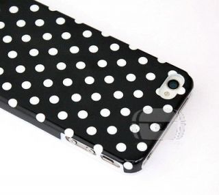 Cute Mini Polka dot Black Hard Back Protective Case Cover for iPhone 4 
