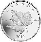 canada 2010 pure silver piedfort maple leaf soldout from canada
