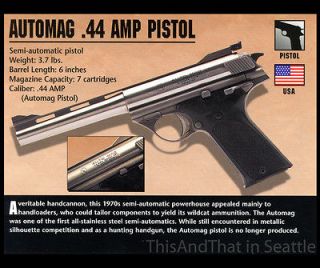 automag 44 amp pistol atlas classic firearms gun card time