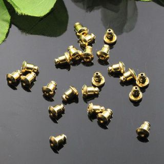 300 Pcs Gold Plated Barrel Earring Backs Stoppers Ear Post Nuts 