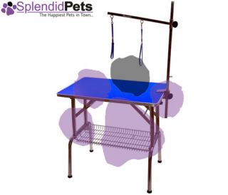 BLUE 28 Small Emperor Fold Flat Pet Dog Grooming Table + Grooming Arm 