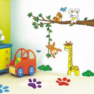 Animals Zoo Monkey Rabbit Swing Wall Sticker Decor Decals Removable 