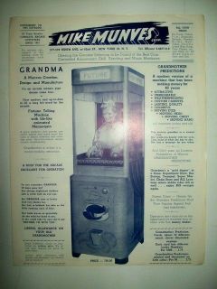 Original 1954 Munves Ad Sheet   GRANDMA Fortune Teller, Genco INVADER 