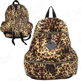  Hot Leopard Backpack PU Leather School Book Travel 