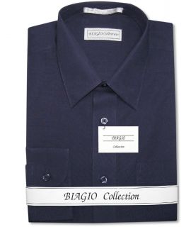 biagio mens cotton navy blue dress shirt sz 18 5 34 35
