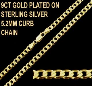 9CT GOLD PLATED ON 925 STERLING SILVER CURB BELCHER TRACE FIGARO CHAIN 