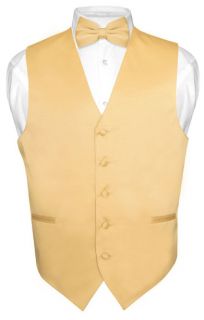 Mens GOLD Color Dress Vest BOWTie Set for Suit or Tuxedo 2XL