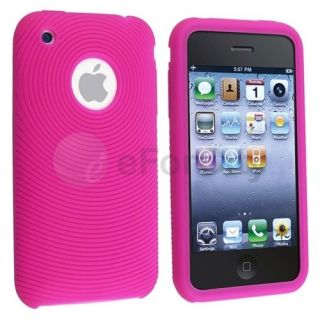 New Pink Rubber Soft Gel Silicone Skin Case Cover For Apple iPhone 2G 
