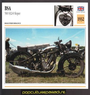 1932 bsa 500 s32 8 sloper atlas motorcycle picture card