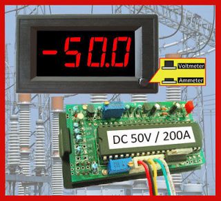 50V 200A DC Red LED Digital Solar Panel Amp Volt Combo Meter Power 6 