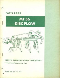 MASSEY FERGUSON PARTS BOOK MF56 Disc Plow #651 116 M92 (AE 38)