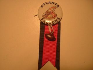 Vintage NFL Atlanta Falcons Pinback Pin with Ribbons & Charm