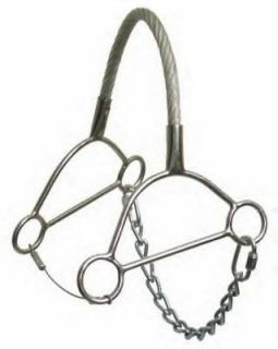 New Stainless Steel hackamore with rubber coated steel cable nose 