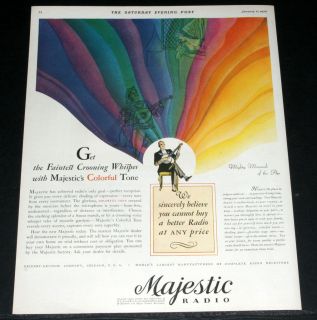 1930 OLD MAGAZINE PRINT AD, MAJESTIC RADIO, THE MIGHTY MONARCH OF THE 