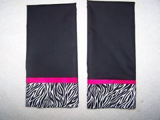 Two Handmade PILLOW CASES w/Black & White ZEBRA color & HOT PINK 