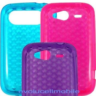 COMBO accessories 3 pack for HTC Wildfire S cell phone rubberized gel 
