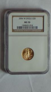 2006 W $5 NGC MS70 BURNISHED GOLD EAGLE COIN VERY RARE 0.1 OZ