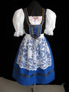 NEW BLUE BAVARIAN GERMAN OKTOBERFEST DIRNDL DRESS GOWN COSTUME SIZE 8