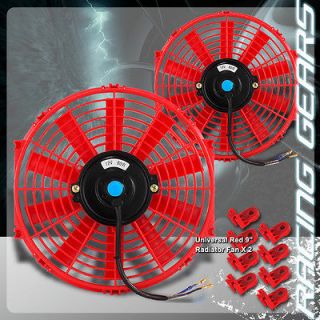 2X 9 Red Push/Pull Thin Electric Radiator Cooling Fan  1550 CFM 