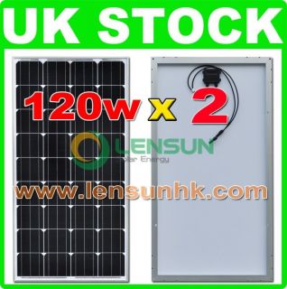 240W (2x120W) 12V Mono Solar Panel for motorhome,cara​van,boat,UK 