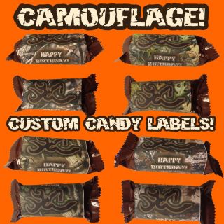 Camo Custom Candy Labels 4 Sheets Stickers Wrappers Favors Decorations 