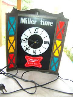 Miller Time High Life Beer Sign / Light Stain Glass Look Hang on 