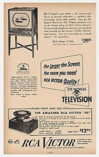 1950 rca victor t 164 television tv 45 record player