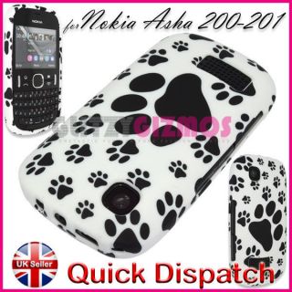   CAT PAW PRINT GEL SILICONE RUBBER CASE COVER FOR NOKIA ASHA 200 / 201
