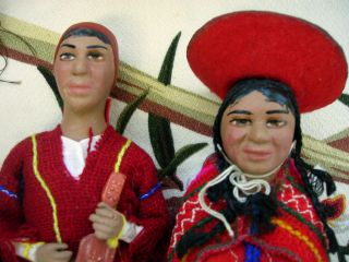 Vtg Ethnic Dolls Peruvian Peru 1986 Native Girl Boy Composite Hand 