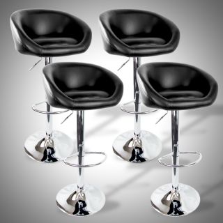 Newly listed 4 Barstools Swivel Seat Black PU Leather Modern 