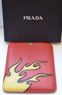 Authentic Prada Runway Theme 2012 Flames Cars iPad Saffiano Leather 