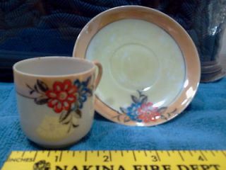 Tea Cup and Saucer Floral Design Both Marked Made in Occupied Japan