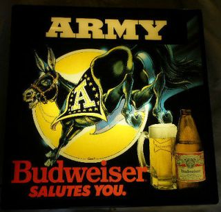 M154) BUDWEISER ARMY SIGN USED VERY GOOD CONDITION 18 X 18 SEE 