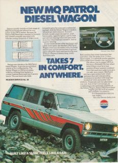 Vintage 1981 DATSUN MQ PATROL DIESEL WAGON 4WD CAR Advertisement