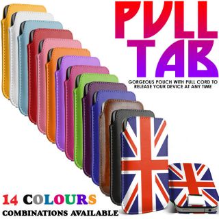 NEW PREMIUM PU LEATHER PULL TAB SLIDE IN CASE COVER POUCH