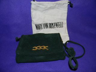 PRE OWNED MARY ANN ROSENFELD SM GREEN SUEDE SHOULDER STRAP PURSE