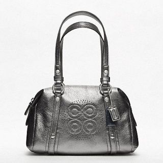Brand New COACH Audrey Metallic Gunmetal Leather Small Bag Purse 47772