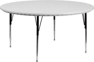 Flash Furniture 60 Round Height Adjustable Gray Blow Molded Table