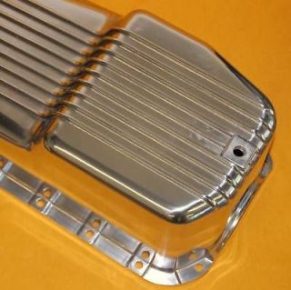sbc polished aluminum finned oil pan sb chevy 85 and