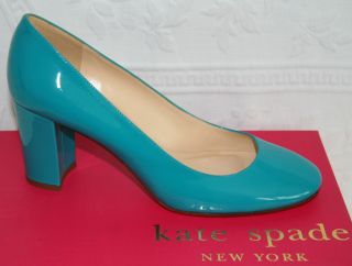 NEW $328 Kate Spade NY SHELLY 8 M Turquoise Patent Leather Heels Pumps 