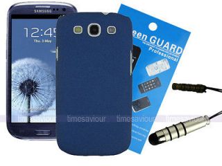 Blue Slim Hard Case+Screen Protector+Stylus for Samsung Galaxy S III 